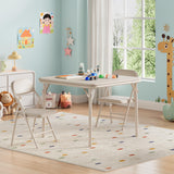Garvee Kindertisch-Set 3-teilig, klappbare Kindersitzgruppe mit 1 Tisch und 2 Stühlen, stabiler Metallrahmen, gepolsterter PU-Kunstlederbezug, für Kinderzimmer, Esszimmer & Outdoor, Beige - Beige
