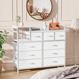 Garvee Kommode Mit 9 Stoffschubladen, Multifunktional Für Schlafzimmer Und Wohnzimmer, 100x30x86cm, Blanc - Wie gezeigt