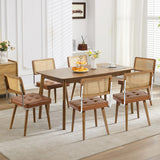 Garvee Esszimmerstühle 6er-Set, gepolstert mit Schaumstoff, Holzbeine, Braun - Braun