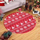 Garvee Rundes Weihnachts-Tapijt 120x120 cm Maschinenwaschbar Synthetik Schneeflocken & Weihnachtsbaum Schlafzimmer Wohnzimmer Dekorativ