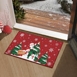 Garvee Weihnachtsfußmatte Mit Weihnachtsmann-Motiv Rutschfest Für Innen Und Außen 40x60 cm Naturfarben
