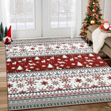 Garvee Wohnzimmer Teppich Weihnachtsteppich Rot-Grün 160x230 cm Waschbar Rutschfest Weihnachtsdeko Für Schlafzimmer Küche Esszimmer Büro - Rotgrün
