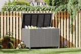Garvee 150 Gal Große Deck Box Rattan Mit Rollen & Griffen Für Garten Und Terrasse, 55x23.5x31.5 Zoll, Braun
