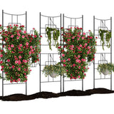 Garvee Metall Garten Rankgitter 51"x66" Schwarz, Rostfrei, Barock Design, 2-Teilig, Pflanzenstütze für Rosen & Gemüse im Garten - schwarz