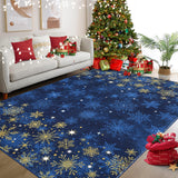 Garvee Wohnzimmer Teppich Weihnachtsteppich Blau 160x230 cm Waschbar Weicher Schneeflocke Rug Für Schlafzimmer Küche Esszimmer Büro Weihnachtsdeko - Blau