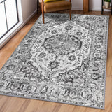 GARVEE Persischer Teppich Extra großes 200x290cm Grau,  Wohnzimmerteppich, rutschfeste Rückseite, waschbar, wasser- und fleckenresistent, faltbar, Schlafzimmer geeignet - Grau