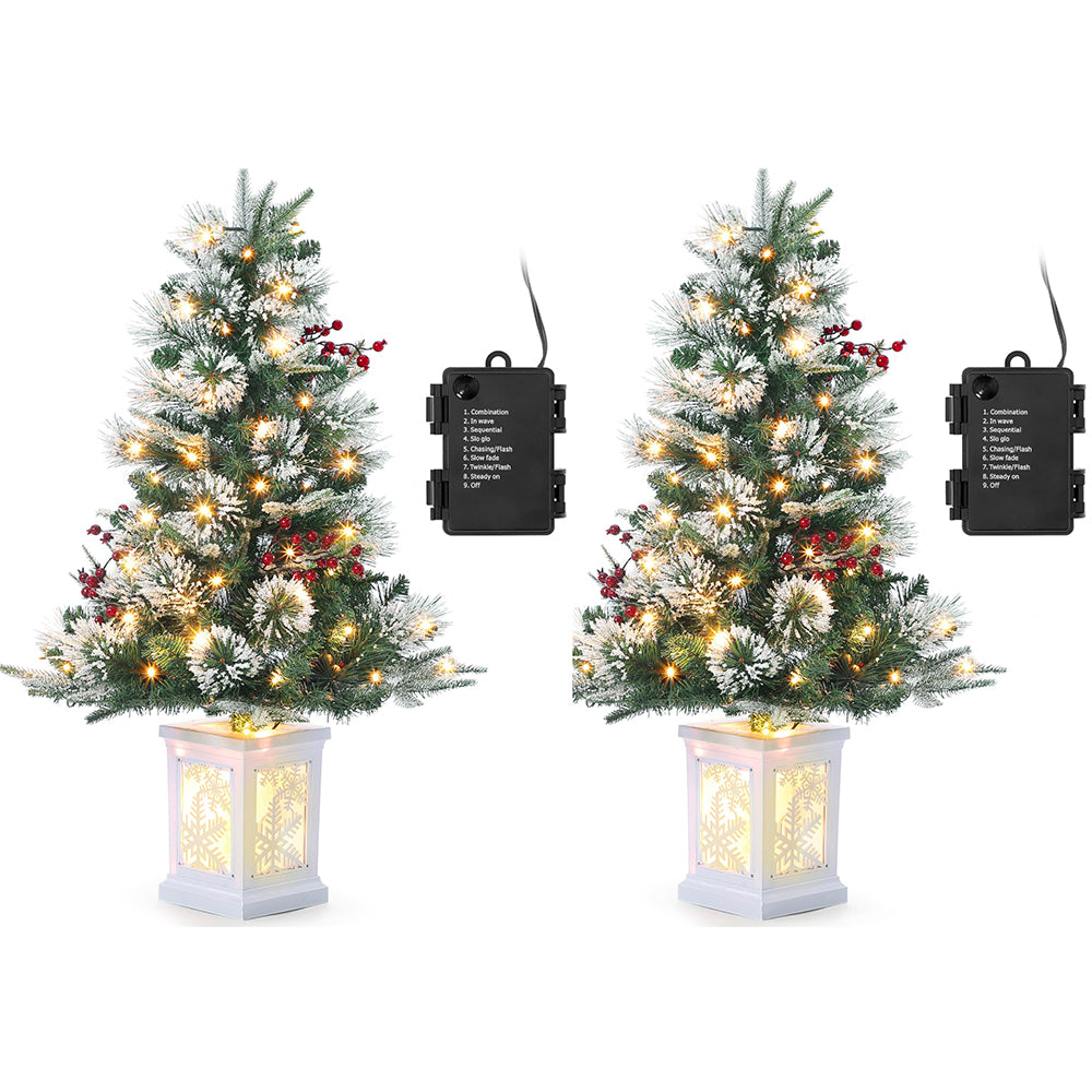 GARVEE 2Pack Künstlicher Weihnachtsbaum 3ft 90cm Weihnachten Baum mit 70LED warmweißer Lichterkette LED Beleuchteter Tannenbaum 8 einstellbare Modi Christbaum PVC Nadeln, Kunstbaum Weihnachten Klappsystem