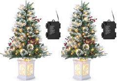GARVEE 2Pack Künstlicher Weihnachtsbaum 3ft 90cm Weihnachten Baum mit 70LED warmweißer Lichterkette LED Beleuchteter Tannenbaum 8 einstellbare Modi Christbaum PVC Nadeln, Kunstbaum Weihnachten Klappsystem