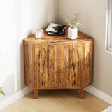 Garvee Eckschrank 80 × 40 × 78 cm, 3-stufig mit Türen & verstellbarem Regal, platzsparend, Braun, ausziehbar, mit Stauraum - Braun