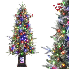 Garvee 125 cm Weihnachtsbaum Künstlich Mit Beleuchtung, 4ft Künstlicher Weihnachten Baum, 150 LED Lichter, PVC, Grün, Für Haus Und Büro