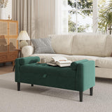 Garvee Ottoman Sitzbank Mit Stauraum, Gepolstert, Rollarme, Grün, 46,5" Für Wohnzimmer & Flur, Robuster Rahmen - grün