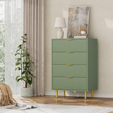 GARVEE Kommode mit 4 Schubladen, Geriffelte Fronten, Modernes Sideboard mit Metallbeinen, Stauraummöbel für Schlafzimmer, Wohnzimmer & Flur, Avocadogrün - Avocadogrün