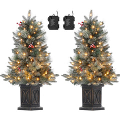 Garvee 2PCS 90 cm Premium Weihnachtsbaum Künstlich mit 78 Warmweiß LEDs, Batteriebetrieben, 8 Einstellbare Modi, Grüner Weihnachtsbaum für Festliche Dekoration, 90 cm, Grün