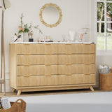 Garvee Sideboard mit 8 Schubladen, 137 cm, für Wohnzimmer und Esszimmer, Eiche - Eiche