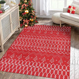 Garvee Moderner Roter Teppich Mit Schneeflockenmuster, 100% Polyester Chenille, Rutschfestes TPR, 80x150 cm, Wohnzimmer & Eingang