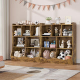 Garvee Kinder Spielzeugregal mit 5 offenen Fächern und 2 Kippboxen, Aufbewahrungsregal mit Kippschutz, 91 × 39 × 108 cm - Braun