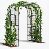 Garvee Gartenbogen Rankhilfe 228,6 × 152,4 × 122 cm, Schwarz, Metall Rankbogen für Kletterpflanzen, Gemüse & Gartenwege
