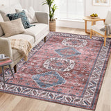 Garvee Vintage Wohnzimmerteppich Weich Waschbar Orientalischer Bauernhaus Teppich Rosa 160 x 230 cm
