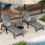 GARVEE Verstellbare Gartenliege 2er-Set, 5-fach Verstellbare Rückenlehne, Atmungsaktives Textilene-Gewebe, Wetterfeste Metallstruktur für Terrasse, Pool und Garten, Grau - Grau