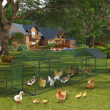 Garvee Großer Hühnerstall 160 x 40 x 40 Zoll – 4 Türen, Verzinkter Stahl, Wetterfest & Sicher - Schwarz