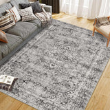 Garvee Kurzflor-Teppiche Grau 80 x 150 cm Boho Vintage Modern Wohnzimmer Schlafzimmer Waschbarer Teppich