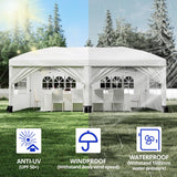Garvee Partyzelt 3×6 m, Wasserdicht, 420D Oxford, Mit 6 Seitenwänden, Für Outdoor Events, Weiß - Weiß