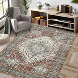 Garvee Waschbarer Teppich Leicht Reinigen Rutschfest Für Schlafzimmer Wohnzimmer 80x150cm Braun - Braunton