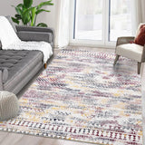 Garvee Maschinenwaschbarer Teppich Wasserdichter Vintage-Teppich Rutschfest Kurzer Flor 120 x 170 cm Mehrfarbig - Farbe