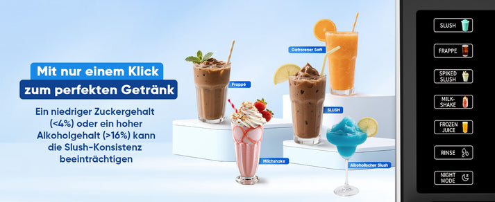 Verschiedene Getränke mit der Slushmaschine