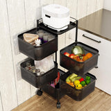 Garvee Rollwagen 5-lagig Schwarz Metall 94 x 28 x 28 cm Küchenwagen für schwere Lasten in Lager, Garage und Einzelhandel mit langlebiger Konstruktion - Schwarz
