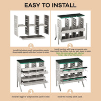 Garvee Hühner Nistkästen 6 Fächer Metall, 69x43x78 cm Gesamt Mit Ständer, 23x25x21.5 cm Pro Fach, Wasserdicht Verzinkter Stahl, Für 6 Hühner (Grün)