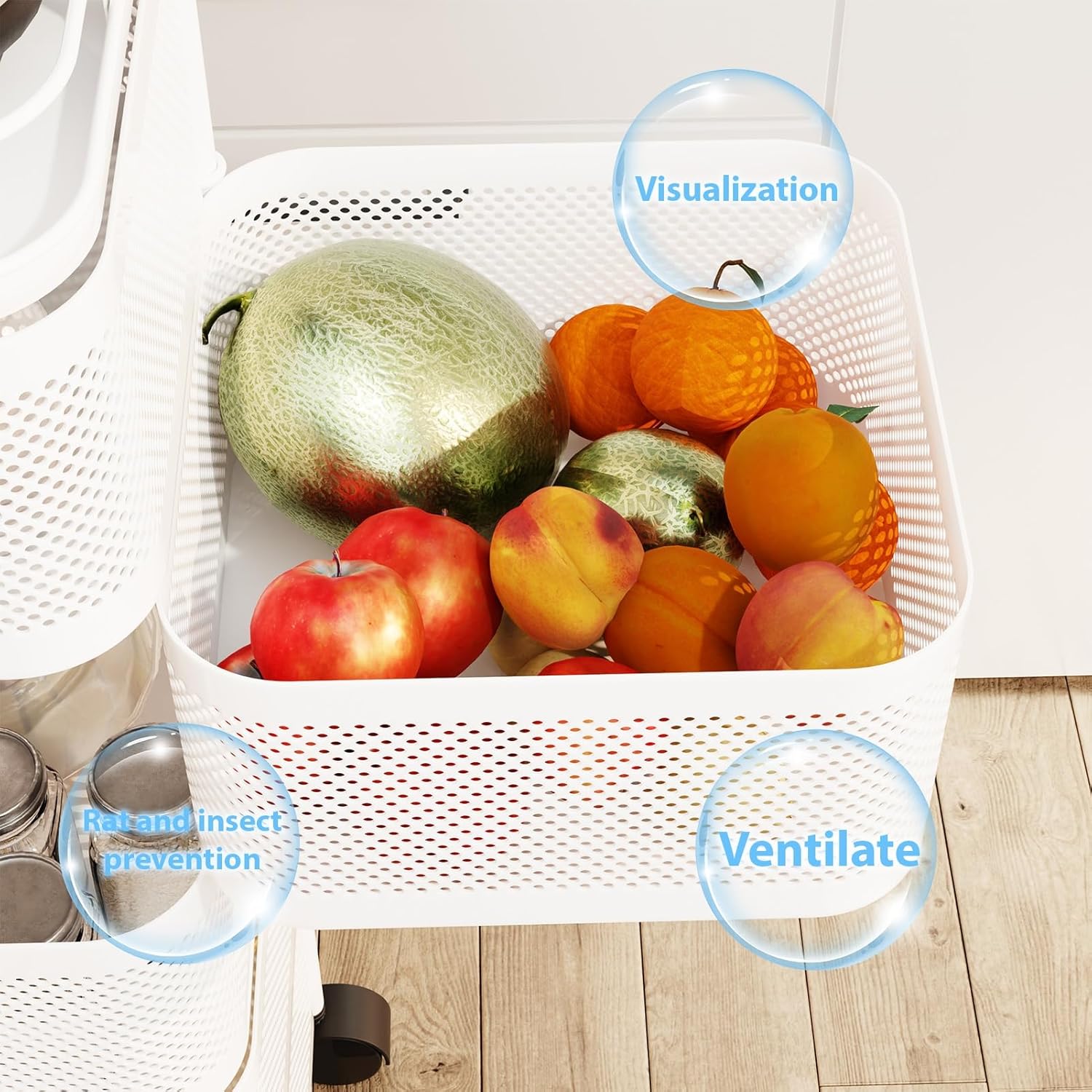 Garvee Rollwagen 4-lagig Weiß Metall 78 x 28 x 28 cm Küchenwagen für Erweiterte Stauraumlösungen in Küche, Keller und Werkstatt mit Leichtem Manövrieren