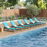 GARVEE Verstellbare Gartenliege 6er-Set, 5-fach Verstellbare Rückenlehne, Atmungsaktives Textilene-Gewebe, Wetterfeste Metallstruktur für Terrasse, Pool und Garten, Himmelblau - Himmelblau
