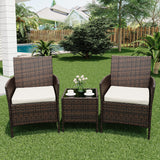 Garvee Gartenmöbel Set 3 Teilig, PE Rattan, Wetterfest, Ergonomisch, Für Balkon & Garten, Braun Beige - Braun