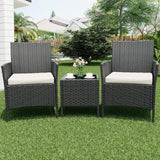 Garvee Gartenmöbel Set 3 Teilig, PE Rattan, Wetterfest, Ergonomisch, Für Balkon & Garten, Schwarz Beige - Schwarz