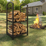 Garvee Feuerholzregal 75 cm – Metall, H-förmige Konstruktion, Doppellagig, Bronze für Garten & Kamin - Bronze