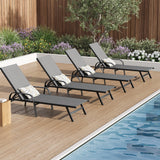 GARVEE Verstellbare Gartenliege 4er-Set, 5-fach Verstellbare Rückenlehne, Atmungsaktives Textilene-Gewebe, Wetterfeste Metallstruktur für Terrasse, Pool und Garten, Grau - Grau
