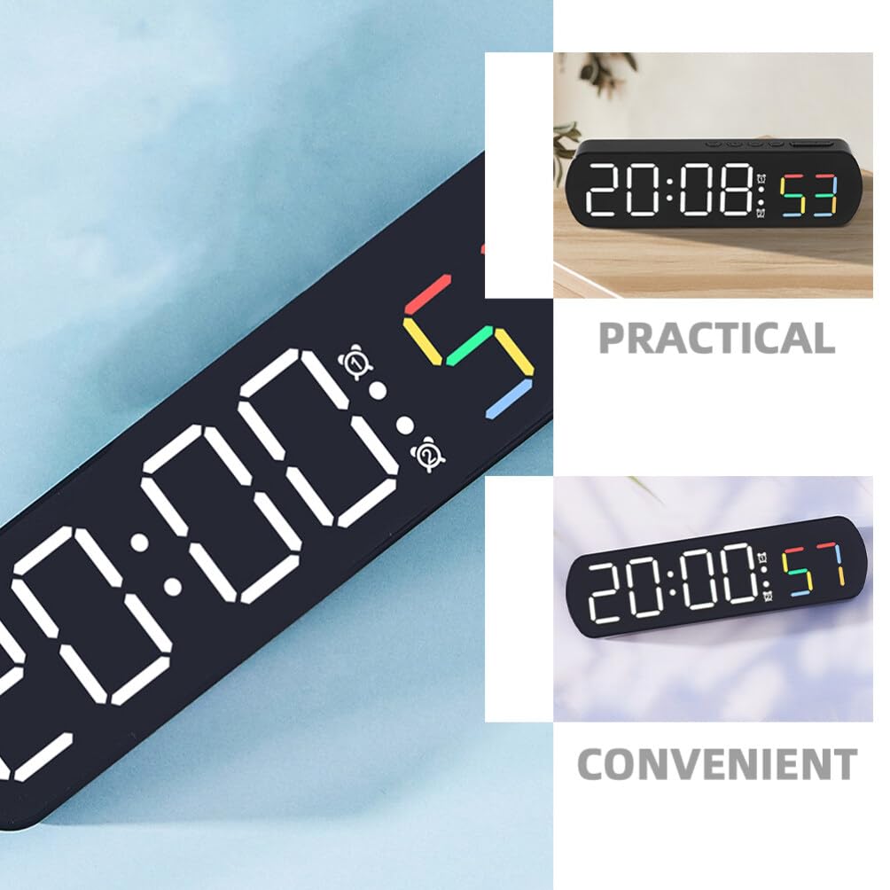 GARVEE Digitale Weckuhr LED Anzeige mit Temperaturanzeige für Schlafzimmer und Büro, Batteriebetrieben, Einstellbare Helligkeit, Sekundenzähler, 16,5 cm