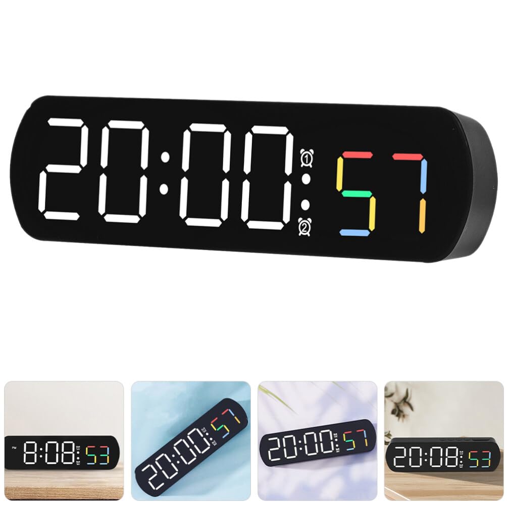 GARVEE Digitale Weckuhr LED Anzeige mit Temperaturanzeige für Schlafzimmer und Büro, Batteriebetrieben, Einstellbare Helligkeit, Sekundenzähler, 16,5 cm