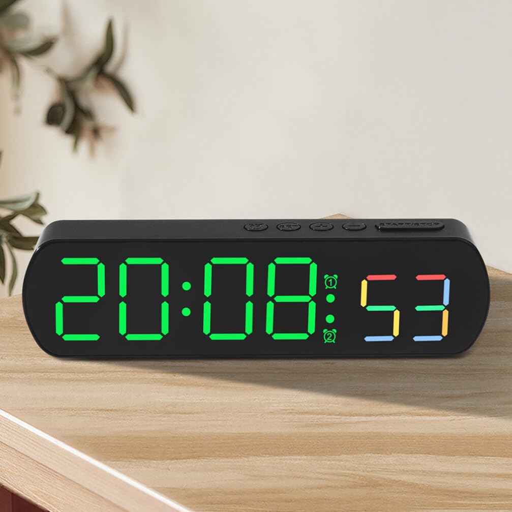 GARVEE Digitale Wecker 16,5CM LED mit Temperaturanzeige, Einstellbarer Helligkeit, Batteriebetrieben, Nachttisch Uhr