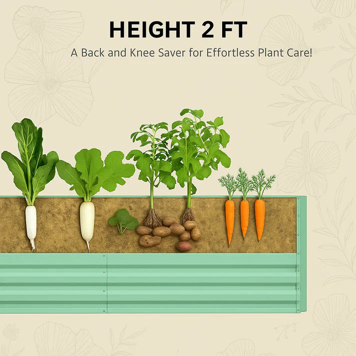 Garvee Metall Hochbeet 180×90×60 cm, verzinkter Stahl, rostfrei & wetterfest, stabiler Pflanzkasten für Gemüsebeet, Blumenbeet & Garten, rechteckig Grün