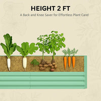 Garvee Metall Hochbeet 180×90×60 cm, verzinkter Stahl, rostfrei & wetterfest, stabiler Pflanzkasten für Gemüsebeet, Blumenbeet & Garten, rechteckig Grün