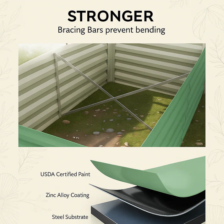 Garvee Galvanisiertes Hochbeet 180 × 90 × 60 cm – Rostfrei, Langlebig, Metall Pflanzkasten für Garten, Grün