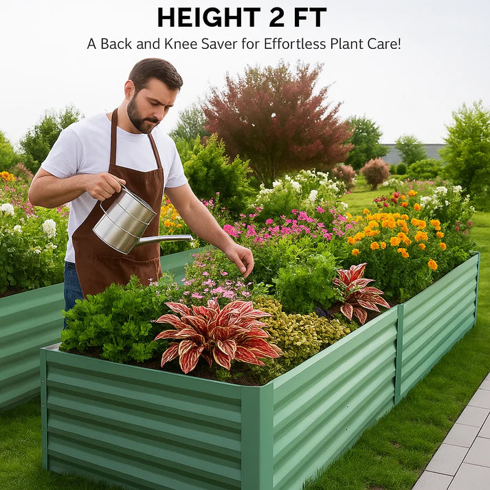 Garvee Metall Hochbeet 180×90×60 cm, verzinkter Stahl, rostfrei & wetterfest, stabiler Pflanzkasten für Gemüsebeet, Blumenbeet & Garten, rechteckig Grün