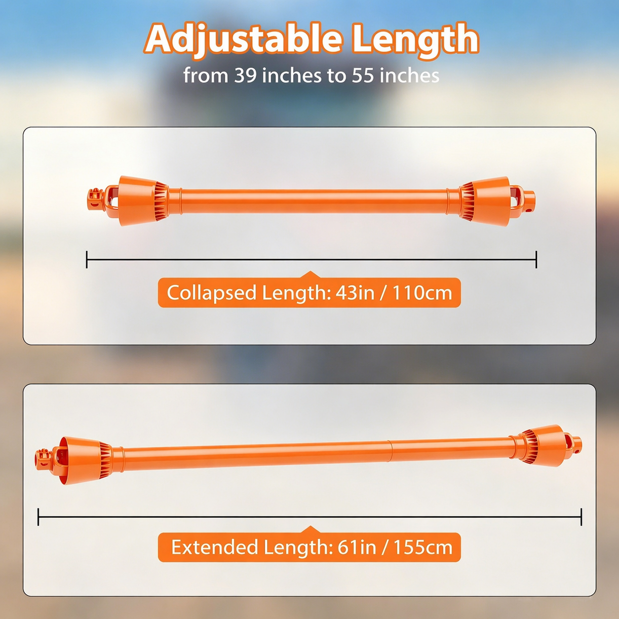 Garvee PTO Gelenkwelle 3.5 cm, 110–155 cm, 6 Spline, Serie 4, Stahl