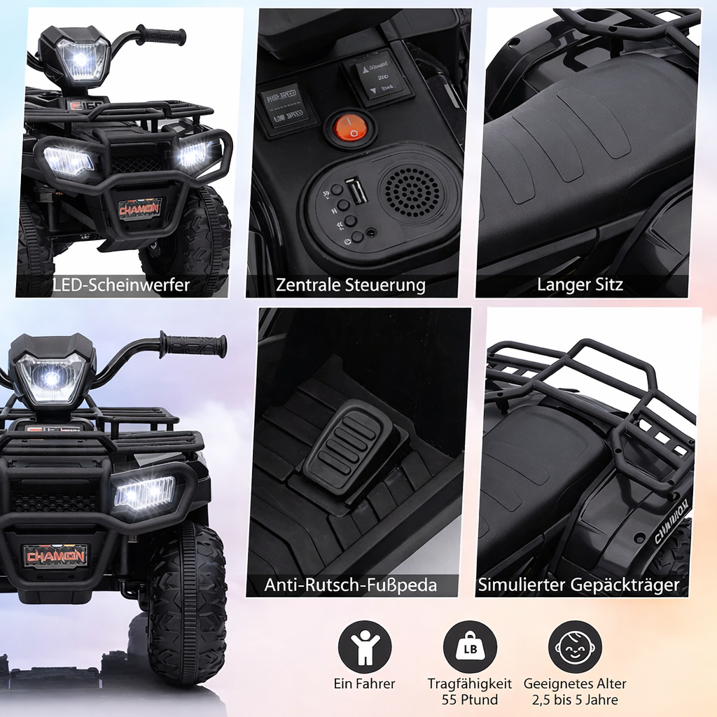 Garvee Kinder Elektro-Quad 12 V Schwarz