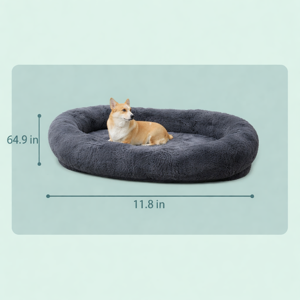 Garvee Hundebett 165 × 100 × 30 cm – Flauschig & Weich aus Kunstkaninchenfell, Waschbar, Warm & Bequem, Dunkelgrau