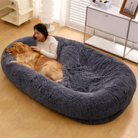 Garvee Hundebett 165 × 100 × 30 cm – Flauschig & Weich aus Kunstkaninchenfell, Waschbar, Warm & Bequem, Dunkelgrau