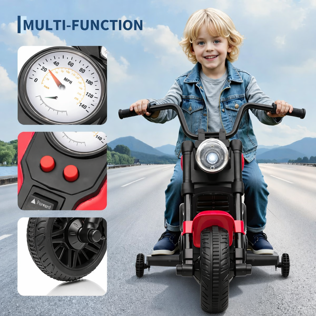 Garvee Elektro-Motorrad 6 V Rot mit LED-Beleuchtung