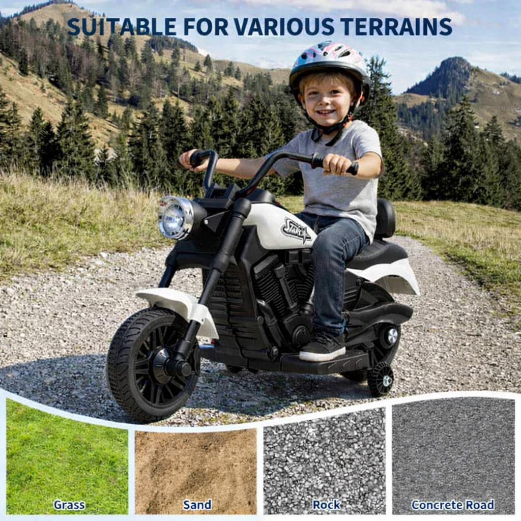 Kinder Elektro-Motorrad mit breiten Reifen und Federung